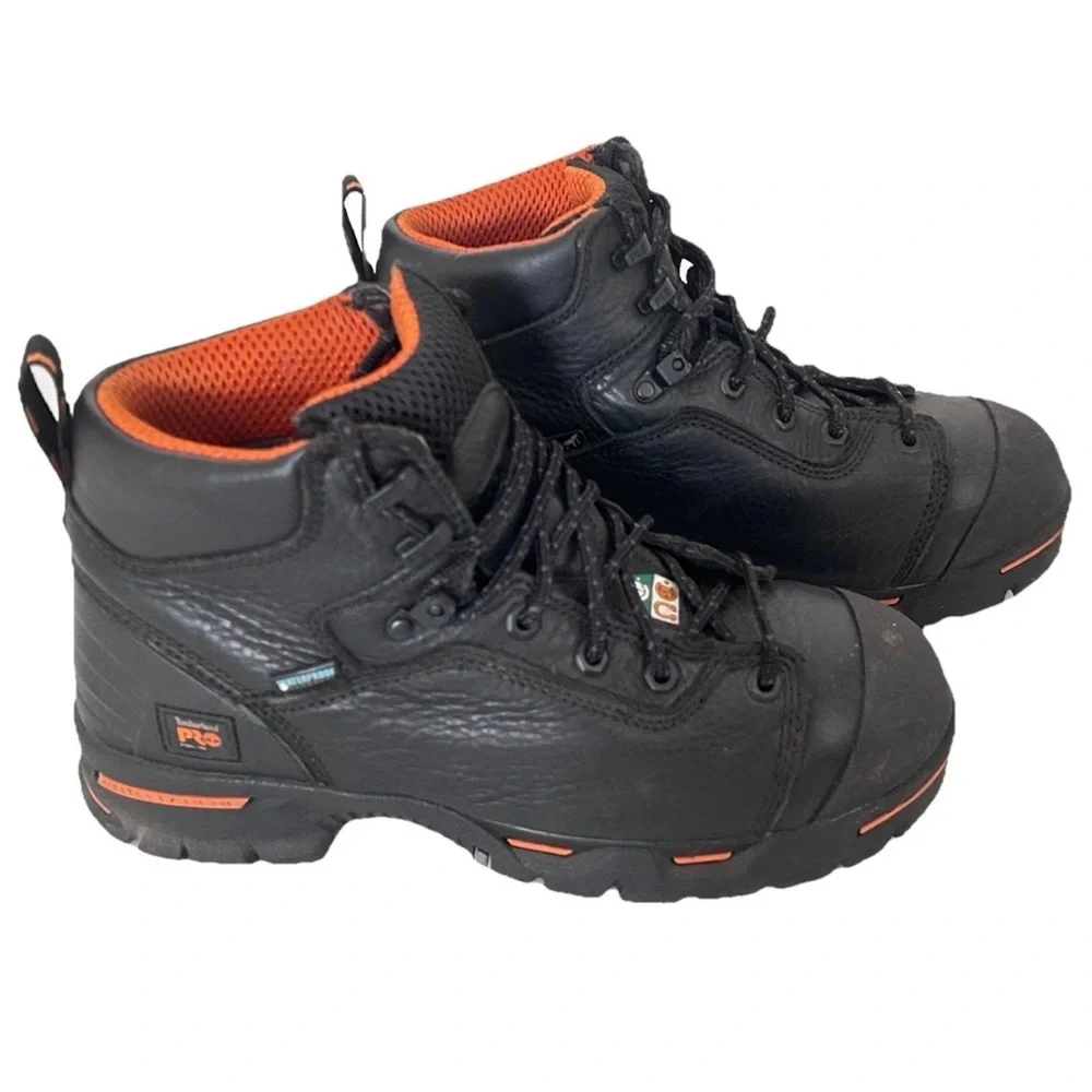 Timberland PRO Endurance 6 Inch Steel Toe Work Boots Size 8.5  Black - Some wear